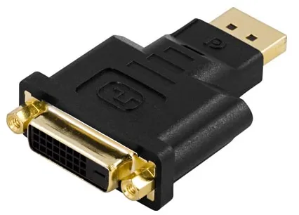 DELTACO DisplayPort till DVI-I Dual Link adapter, ha - ho, svart