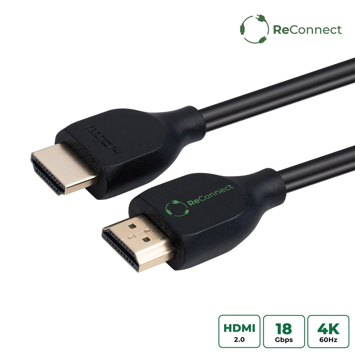 MicroConnect ReConnect HDMI 2.0 Flat kabel, med 4K, 10 m, svart