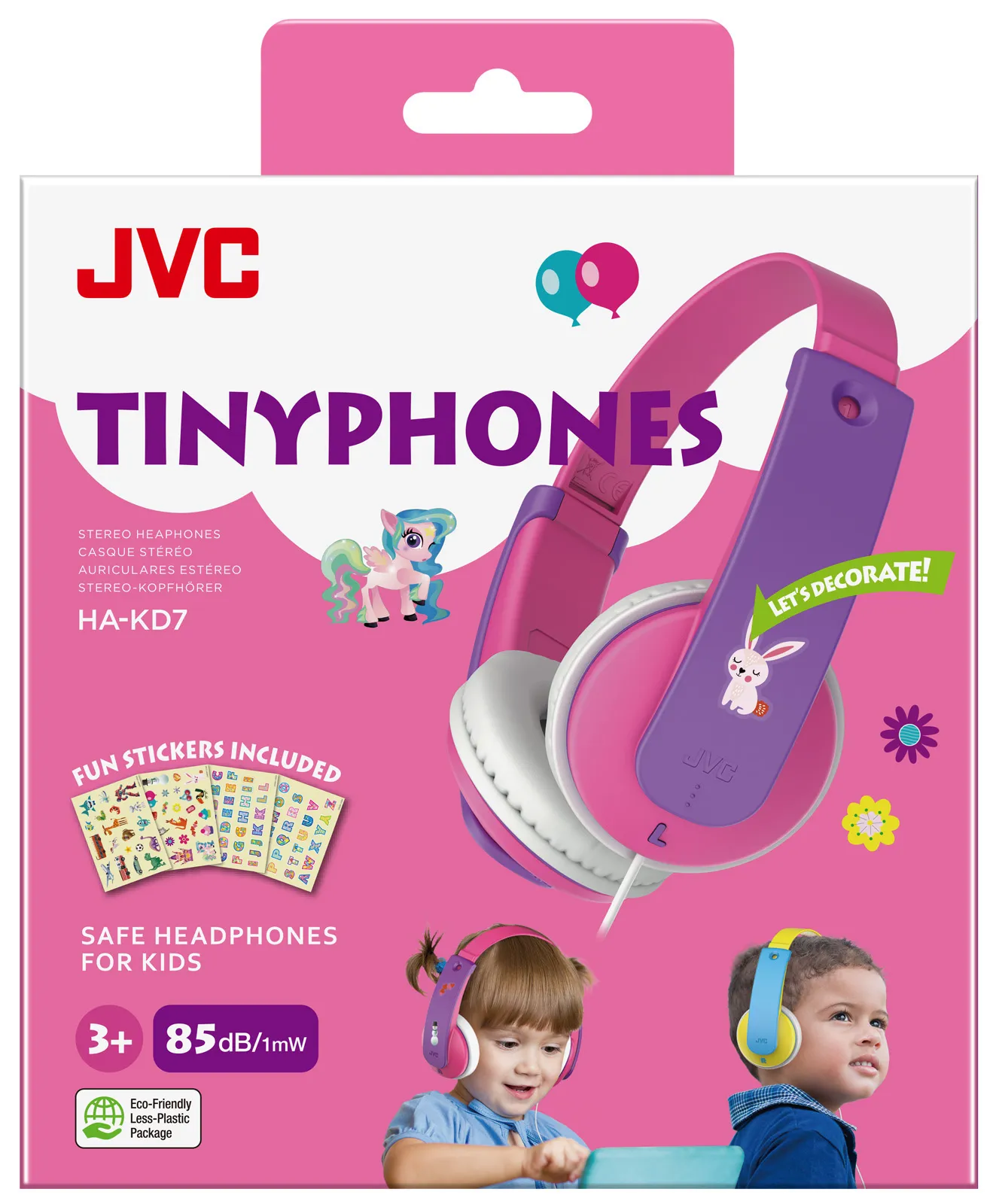 JVC KD7 kids -kuulokkeet, pinkki
