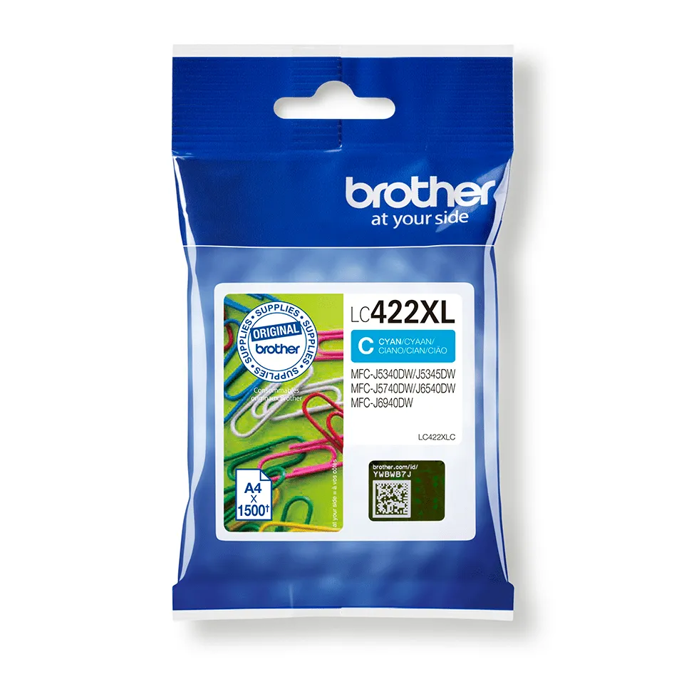 Brother LC422XLC XL ink cartridge, Cyan