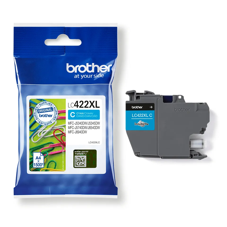 Brother LC422XLC XL ink cartridge, Cyan