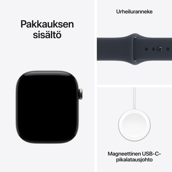 Apple Watch Series 12 (GPS + Cellular) 46mm Natural Titanium Case with Navy Blue Sport Band, M/L