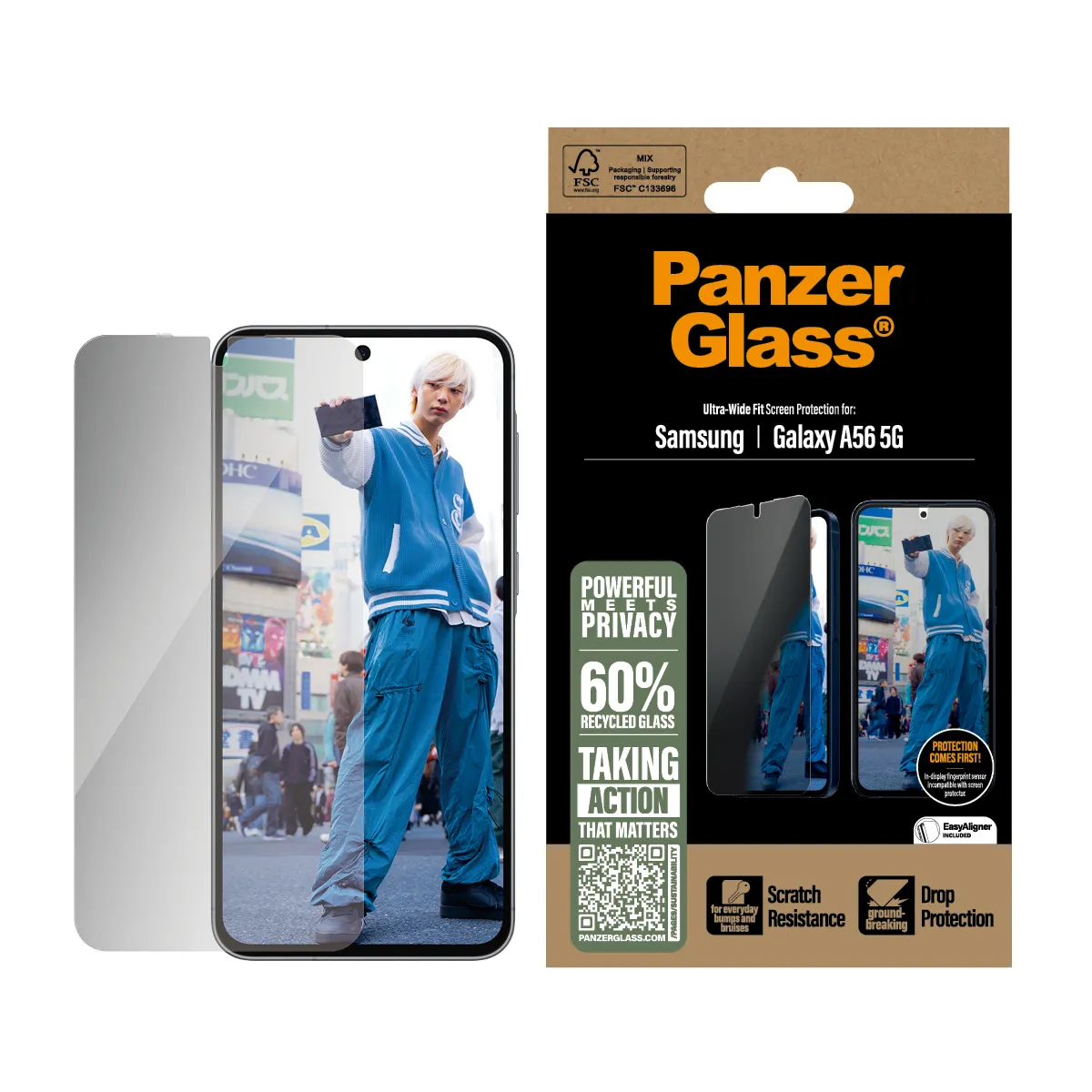 PanzerGlass Ultra-Wide Fit Galaxy A56 5G -panssarilasi, Privacy