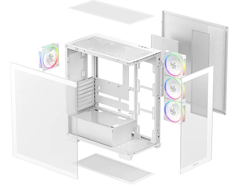 DeepCool CG580 4F V2 WH Midi-Tower Case with window, with RGB lighting, White