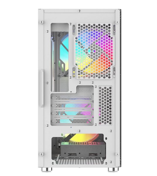 SAMA S30 midi-tower chassi med f&ouml;nster och RGB-belysning, vit
