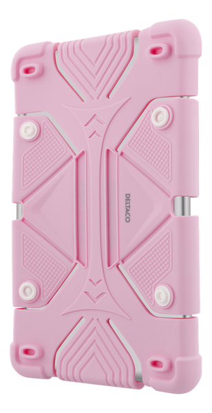 DELTACO Skal i silikon f&ouml;r 7-8" surfplattor, stativ, rosa