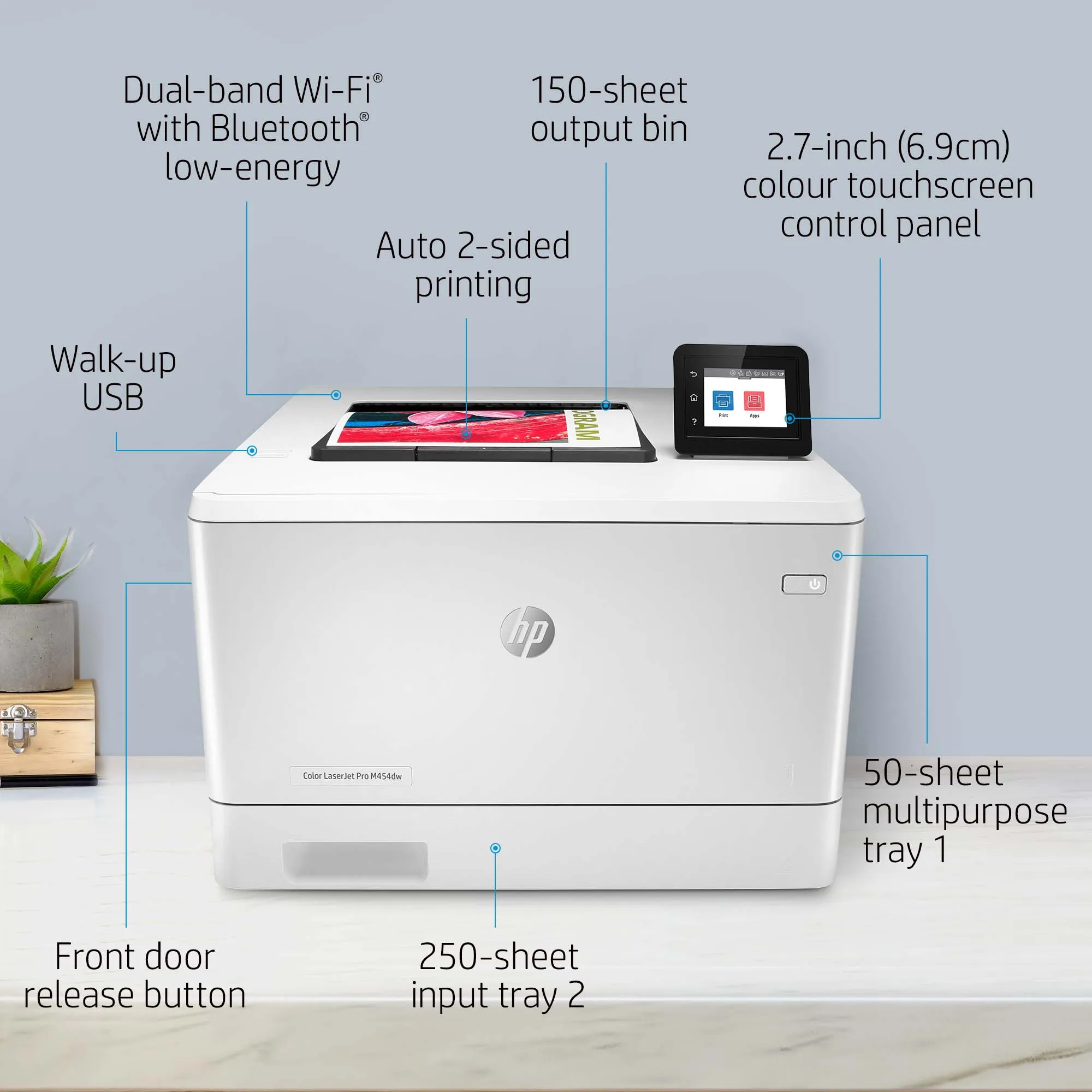 HP LaserJet Pro Colour M454dw Duplex, LAN/Wi-Fi, A4 -v&auml;rilasertulostin