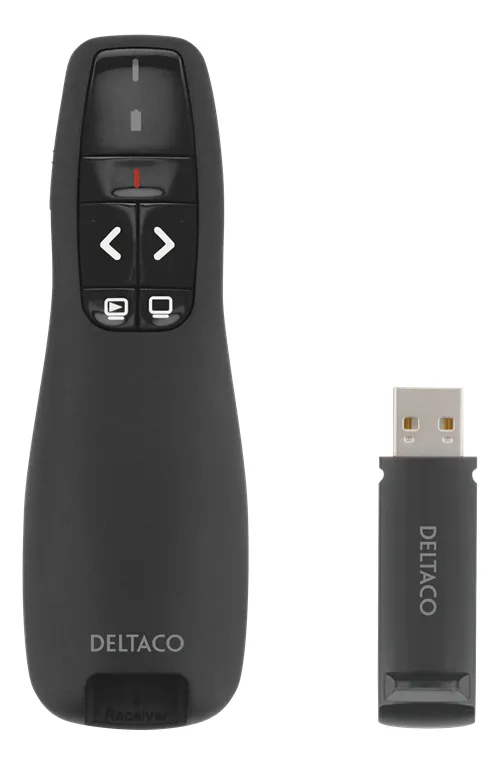 Deltaco WP-001 Wireless -laseresityskaukosäädin, Musta