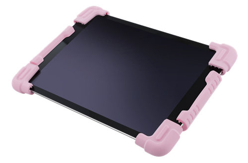 DELTACO Skal i silikon f&ouml;r 7-8" surfplattor, stativ, rosa