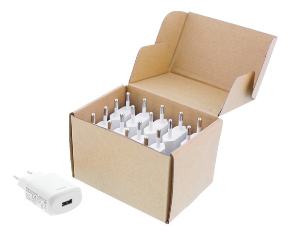 DELTACO USB wall charger, 2,4 A, 10 pcs, bulk, FSC package