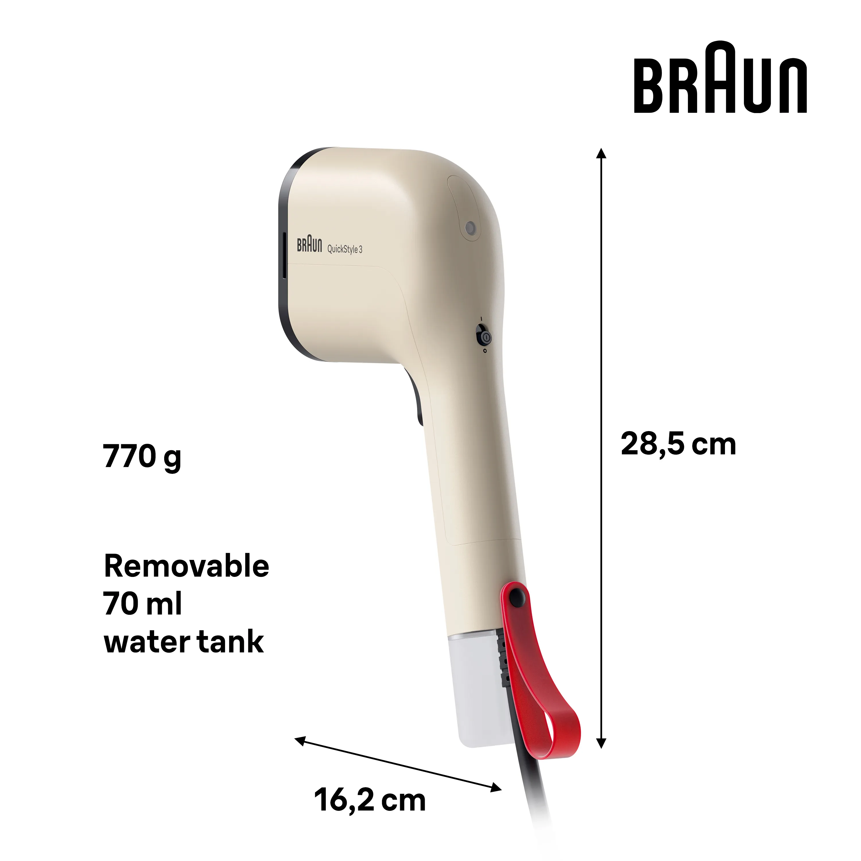 Braun QuickStyle 3 GS3012 BG handsteamer, 1100 W, 0,07 l, Beige