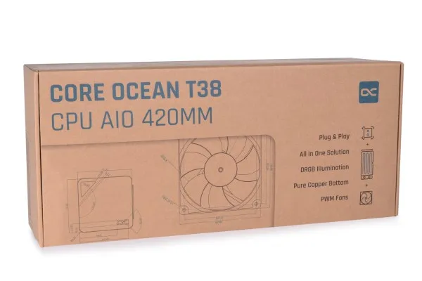Alphacool Core Ocean T38 AIO 420mm ARGB -nestej&auml;&auml;hdytin, musta