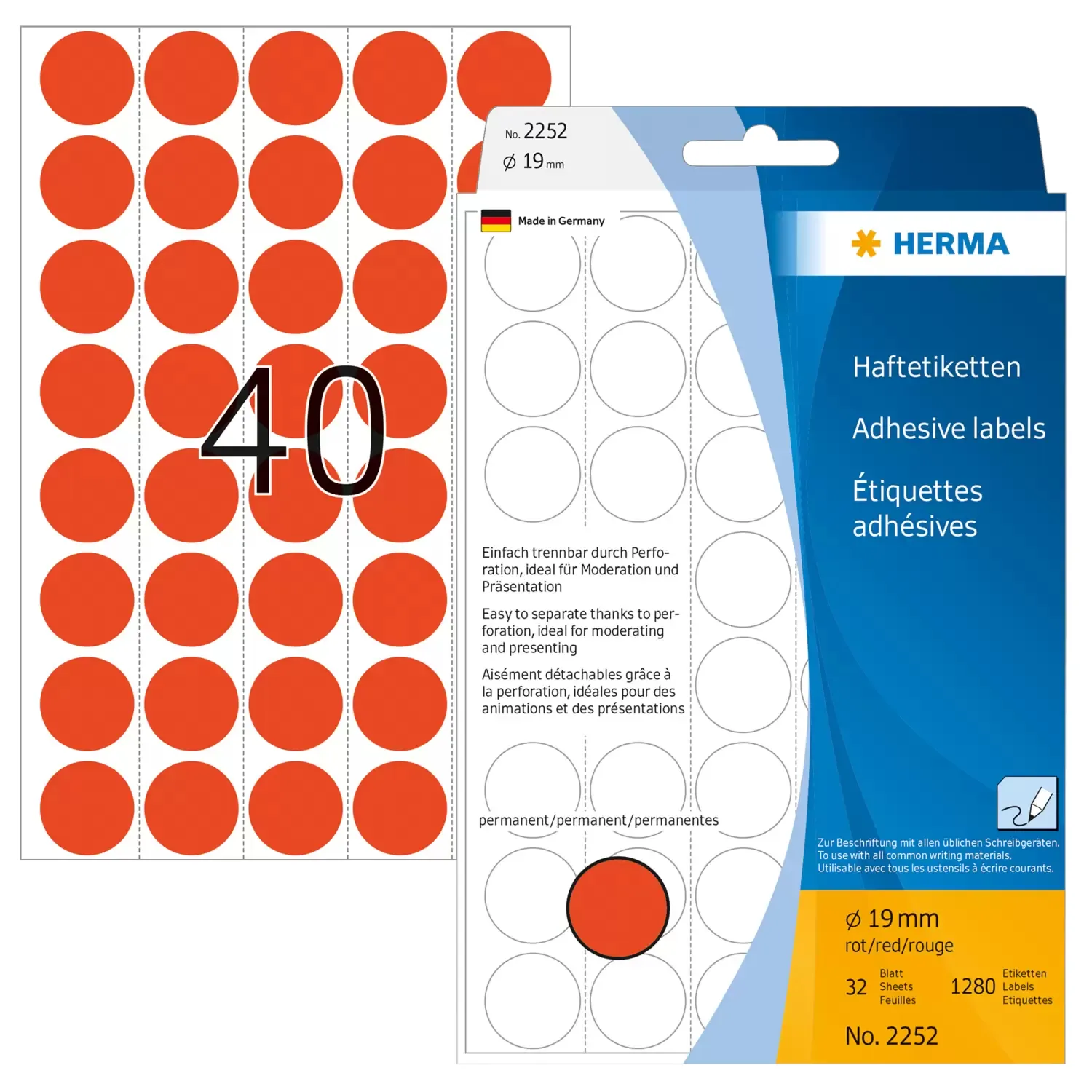 Herma label manual &oslash;19 red (1280)