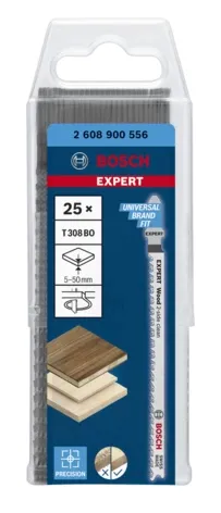 Bosch Expert Jigsaw Blade T 308 BO 'Wood 2-side clean' (25 pieces)