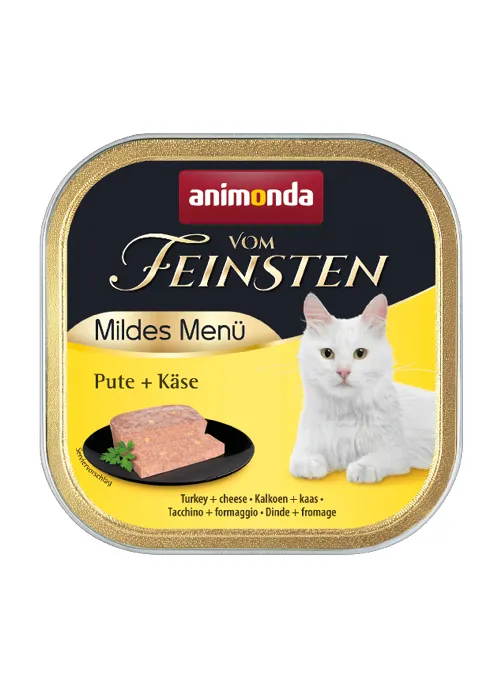 Animonda Vom Feinsten Adult Mild Menu Turkey with Cheese, Wet food for cats, Sensitive, 100g
