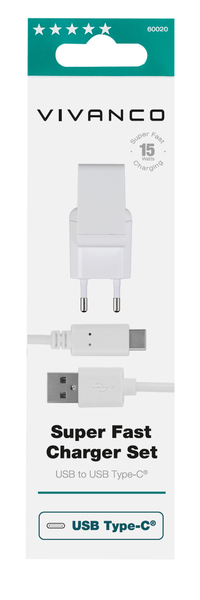 VIVANCO USB Charger 3A + USB-C cable