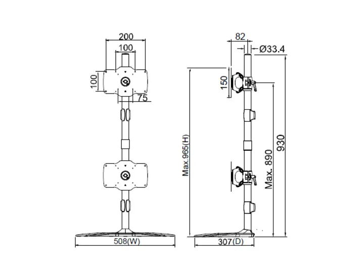 Multibrackets Desktopmount Single Stand 24"-32" Exp. Kit