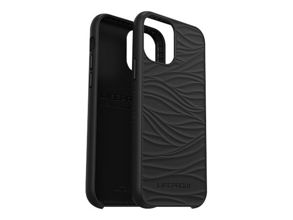 LifeProof WAKE - Takakansi matkapuhelimelle - valtameriper&auml;inen kierr&auml;tetty muovi - musta, t&auml;ytel&auml;inen aaltokuvio malleihin Apple iPhone 12, 12 Pro - (ei palaut