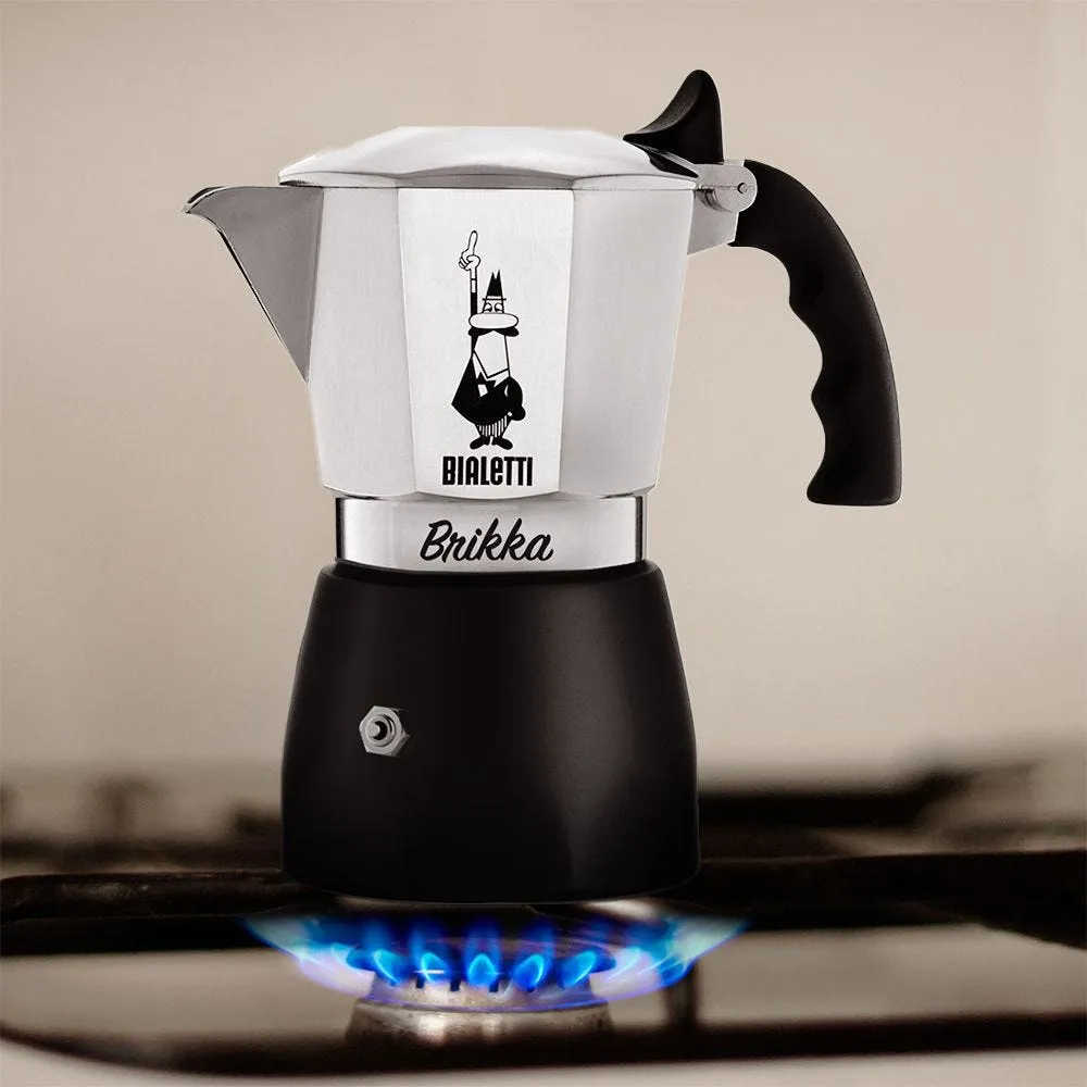 Bialetti Brikka Moka Pot, 2 Cups, Aluminium, Black