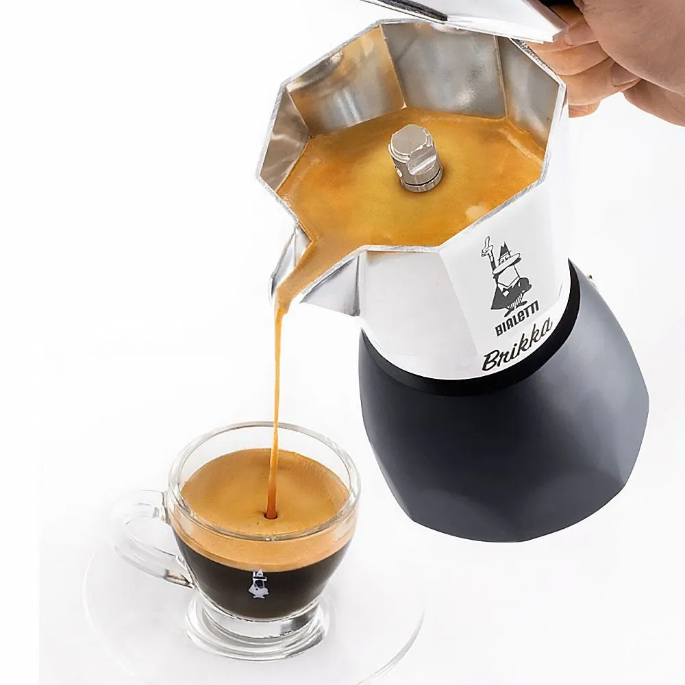 Bialetti Brikka Moka Pot, 2 Cups, Aluminium, Black