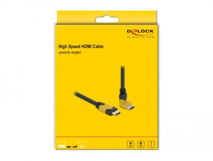 De-Lock  HDMI – HDMI 2.1 - cable, 2 m, Black, Yellow
