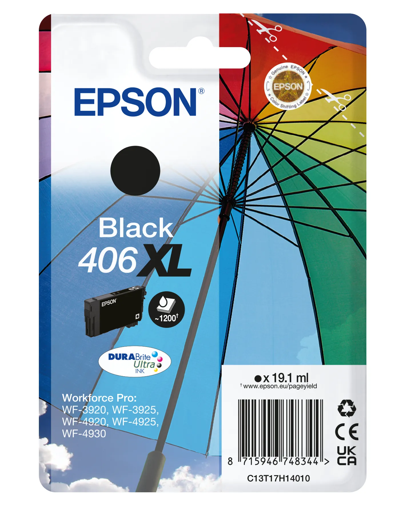 Epson 406XL bl&auml;ckpatron, 19.1 ml, svart