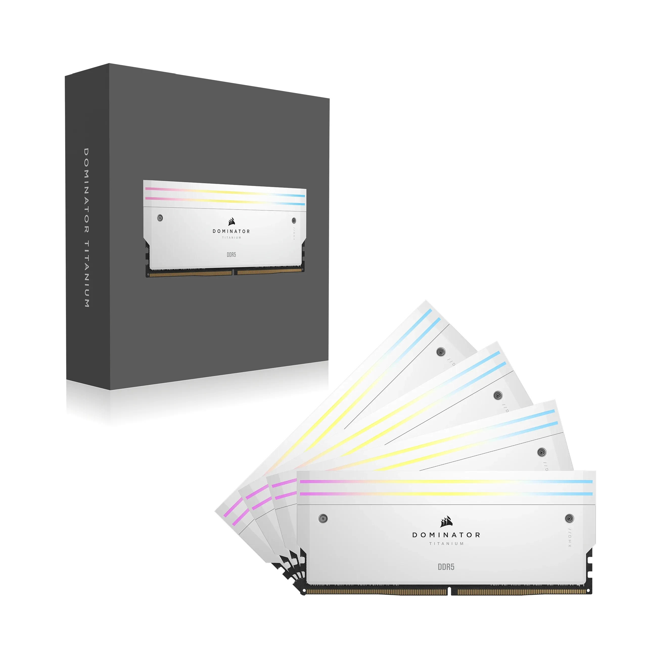 Corsair Dominator Titanium RGB 64 Gt (4 x 16 Gt) DDR5 6000 MHz, CL36 -muisti, valkoinen (XMP)