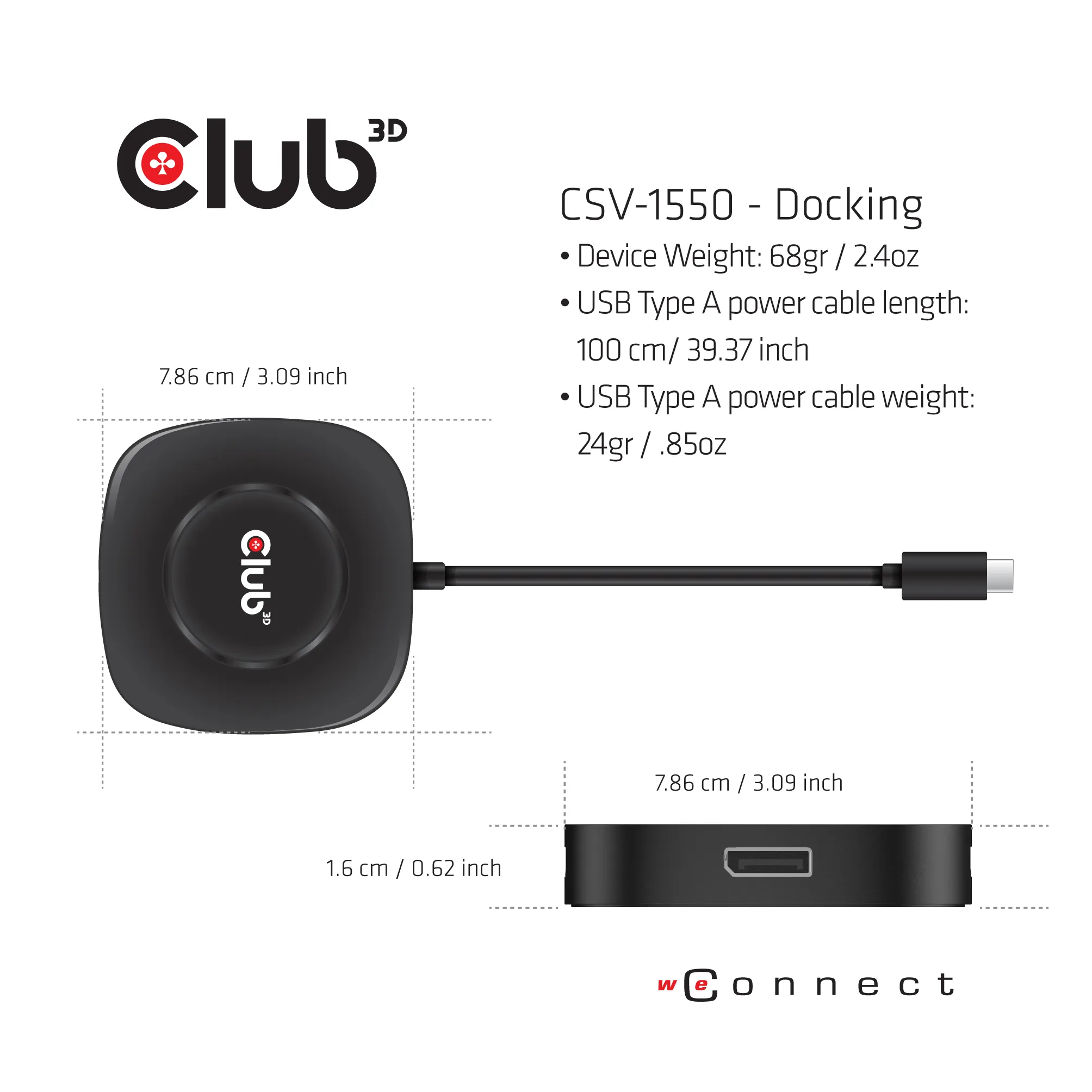 Club 3D 3.2 Gen1 USB-C - 3x DisplayPort 1.4 MST - hub, Svart