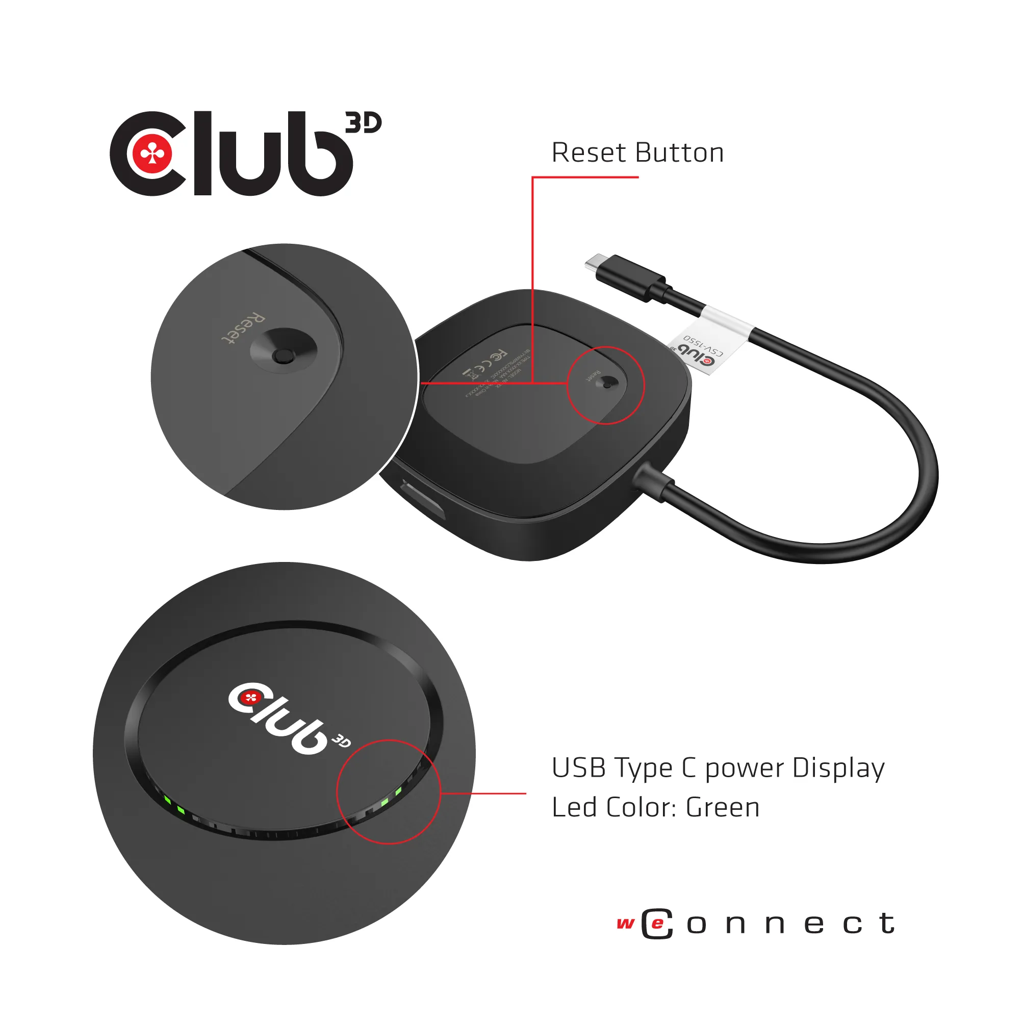 Club 3D 3.2 Gen1 USB-C - 3x DisplayPort 1.4 MST - hub, Svart