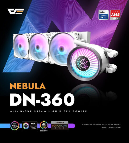 DARKFLASH Nebula DN 360 Liquid CPU Cooler - White