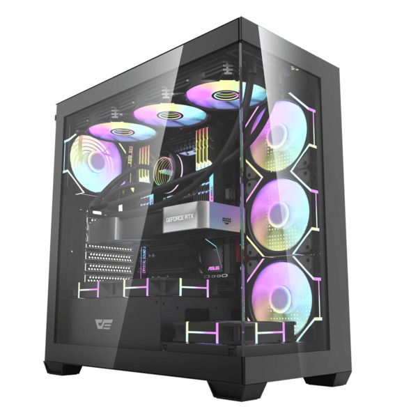DARKFLASH DS900 Midi-Tower Case with window and RGB lighting, Black