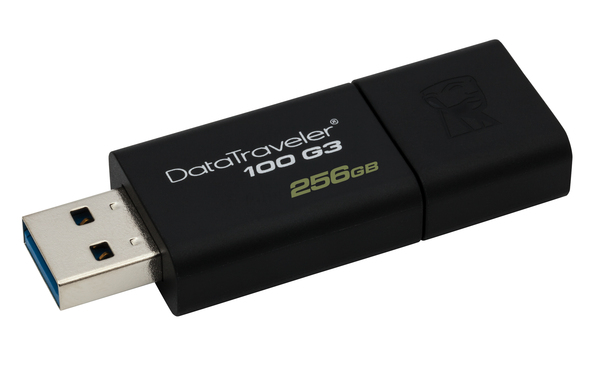Kingston 256 Gt DataTraveler 100 G3 USB -muistitikku, Musta