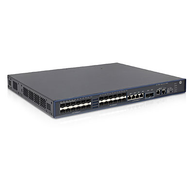 HPE  5500-24G-SFP  HI Switch with 2 Interface Slots (Comware OS). 24x Empty 1 GbE SFP ports  + 4x fixed Gigabit Ethernet 10/100/1000T ports +  2x 10 gbE SFP+ po