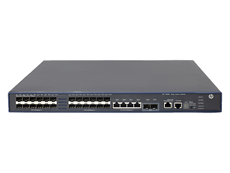HPE  5500-24G-SFP  HI Switch with 2 Interface Slots (Comware OS). 24x Empty 1 GbE SFP ports  + 4x fixed Gigabit Ethernet 10/100/1000T ports +  2x 10 gbE SFP+ po