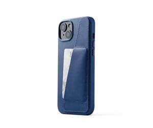Mujjo Full Leather Wallet Case, iPhone 14 Plus - Wallet Case, Blue