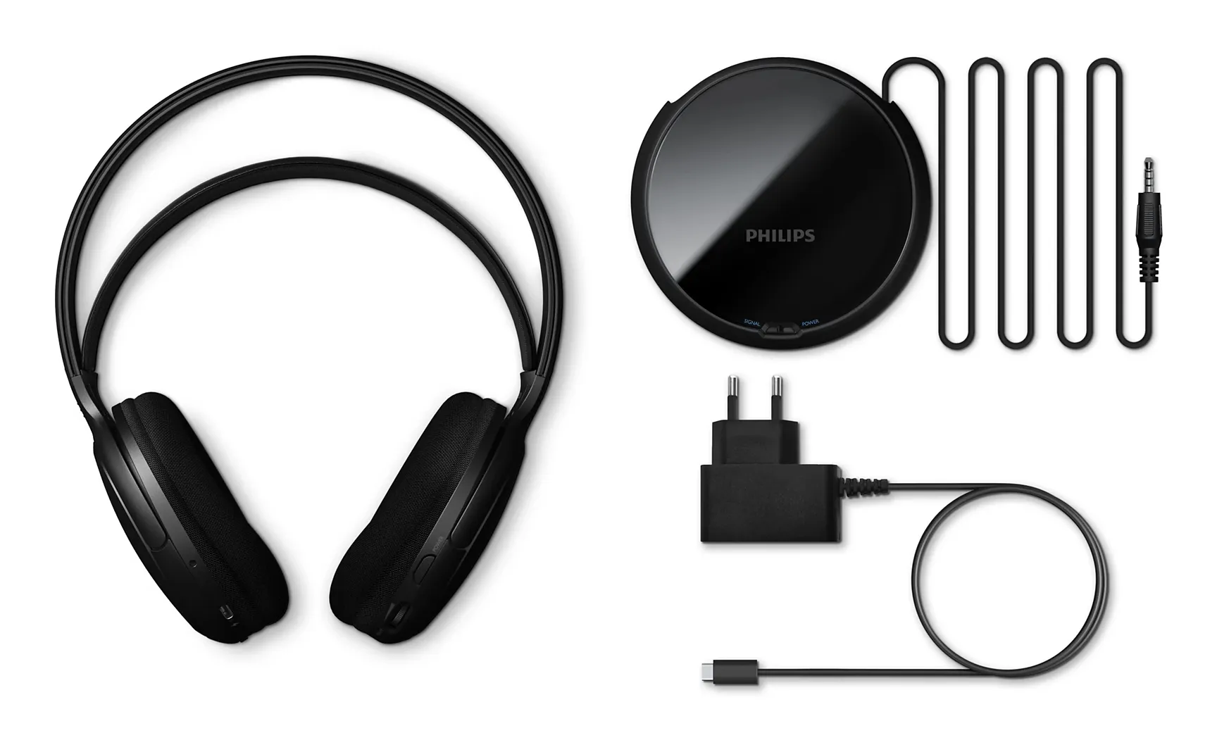 Philips 5000 Series Wireless Over-ear Headphones with Transmitter Dock, Black