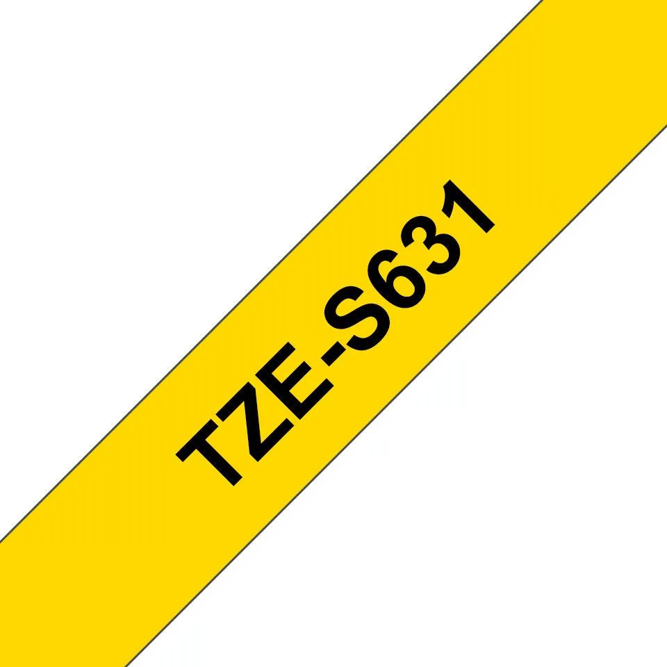 BROTHER TZES631 special tape 12mm 8m yellow black extra-strong adhesive for lettering instrument