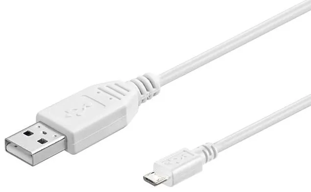 MicroConnect USB-A &ndash; Micro USB kabel, 0,15 m, vit