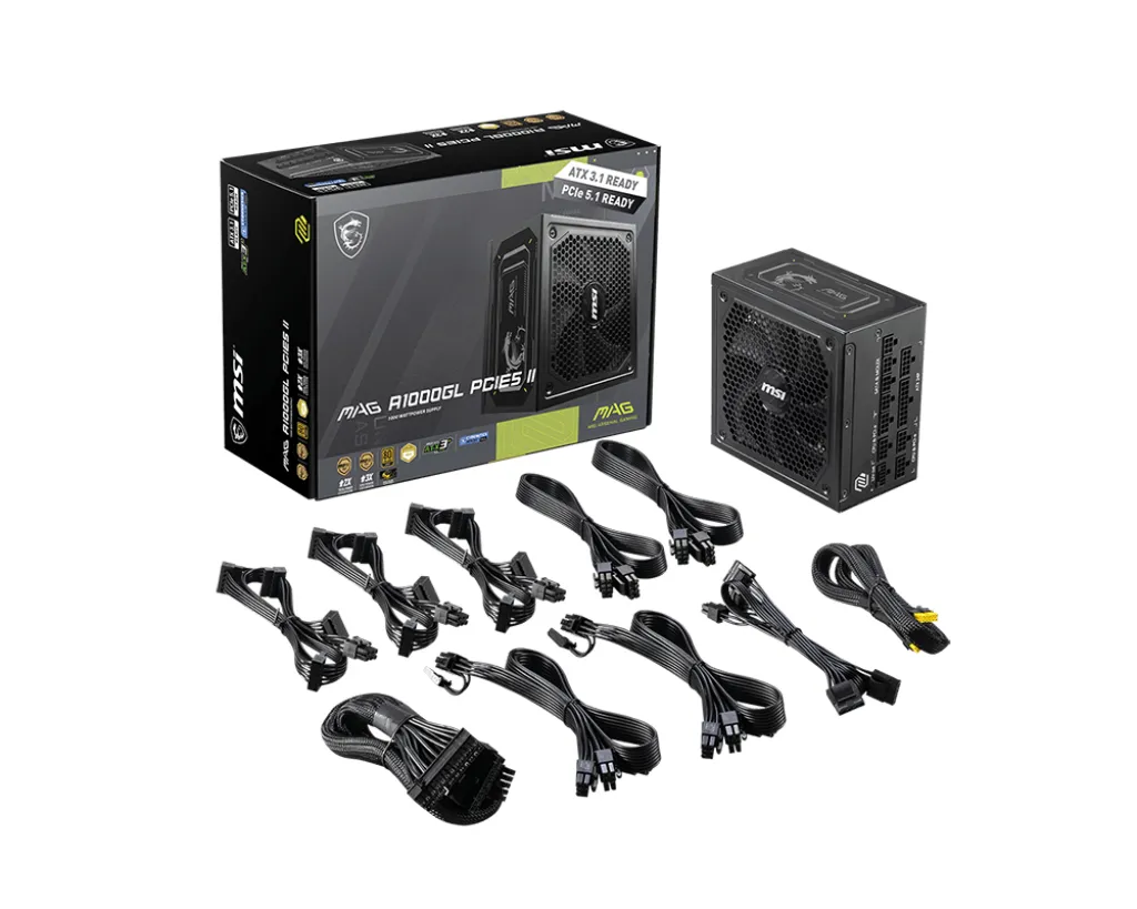 MSI MAG A1000GL PCIE5 II 1000W -virtal&auml;hde, 80 Plus Gold