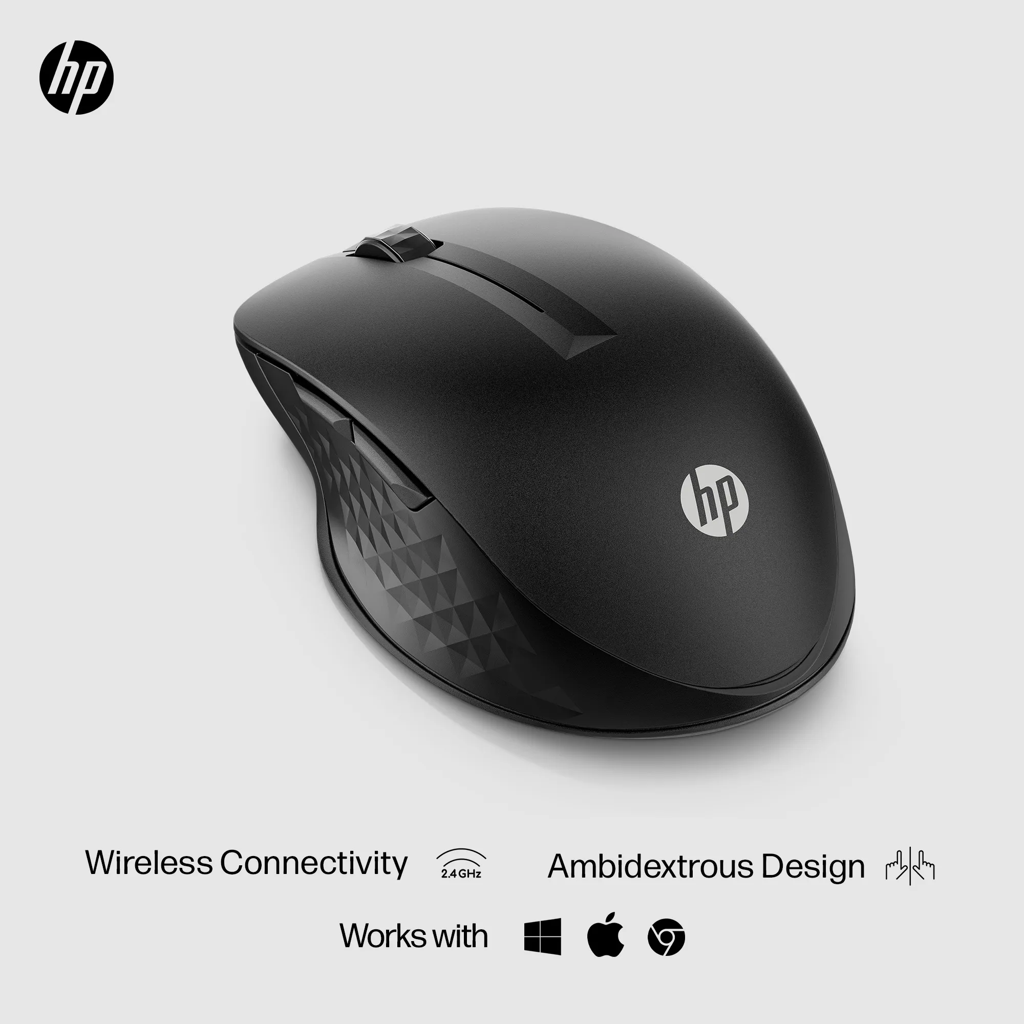 HP 430 Multi-Device tr&aring;dl&ouml;s ergonomisk mus, svart