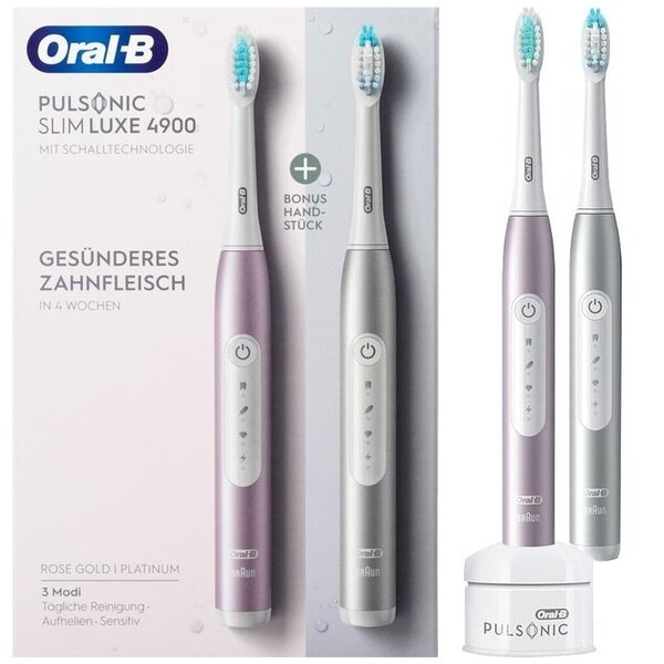 Oral-B Pulsonic Slim Luxe 4900 - eltandborste, 2 st, Platinum/Rose Gold