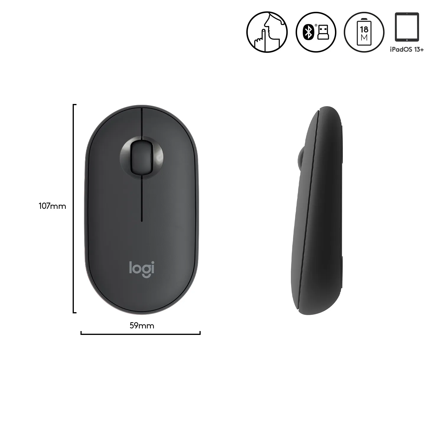 Logitech Pebble M350 -langaton hiiri, grafiitti