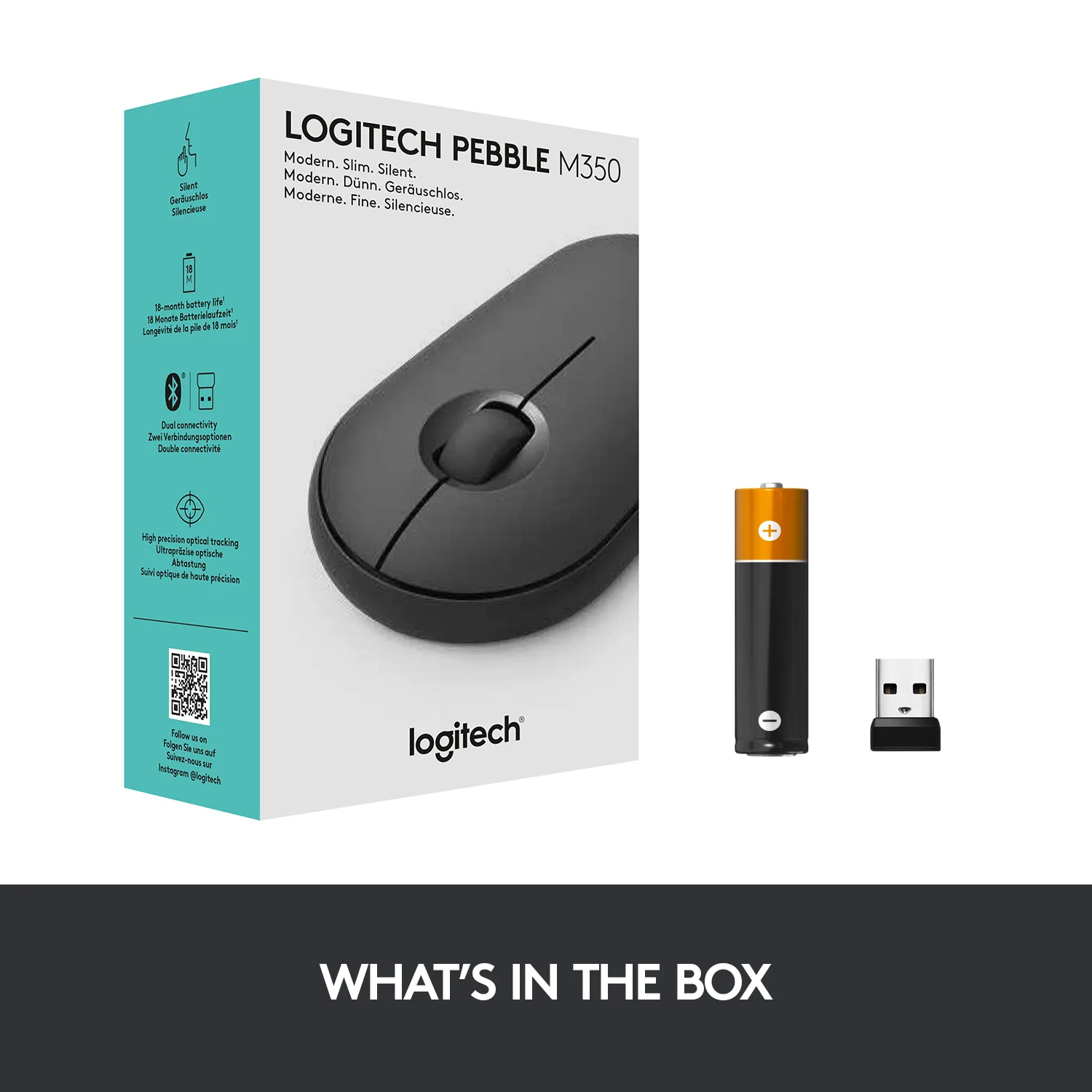Logitech Pebble M350 -langaton hiiri, grafiitti