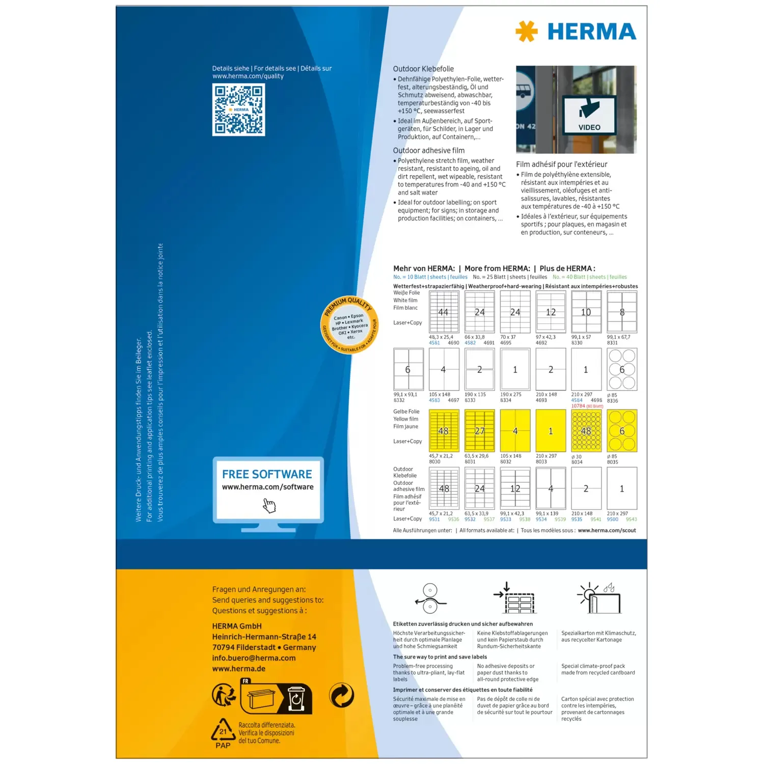 Herma label outdoor film extra strong 210x297 (40)
