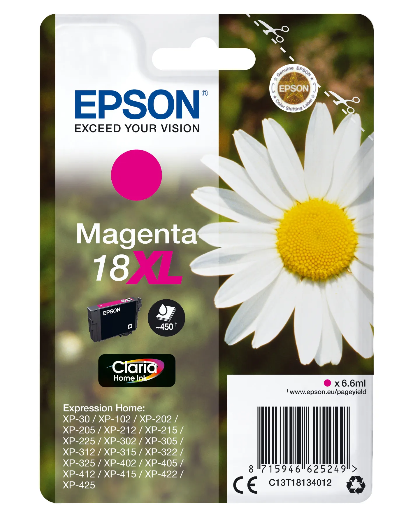 Epson 18XL ink cartridge, 6.6 ml, Magenta
