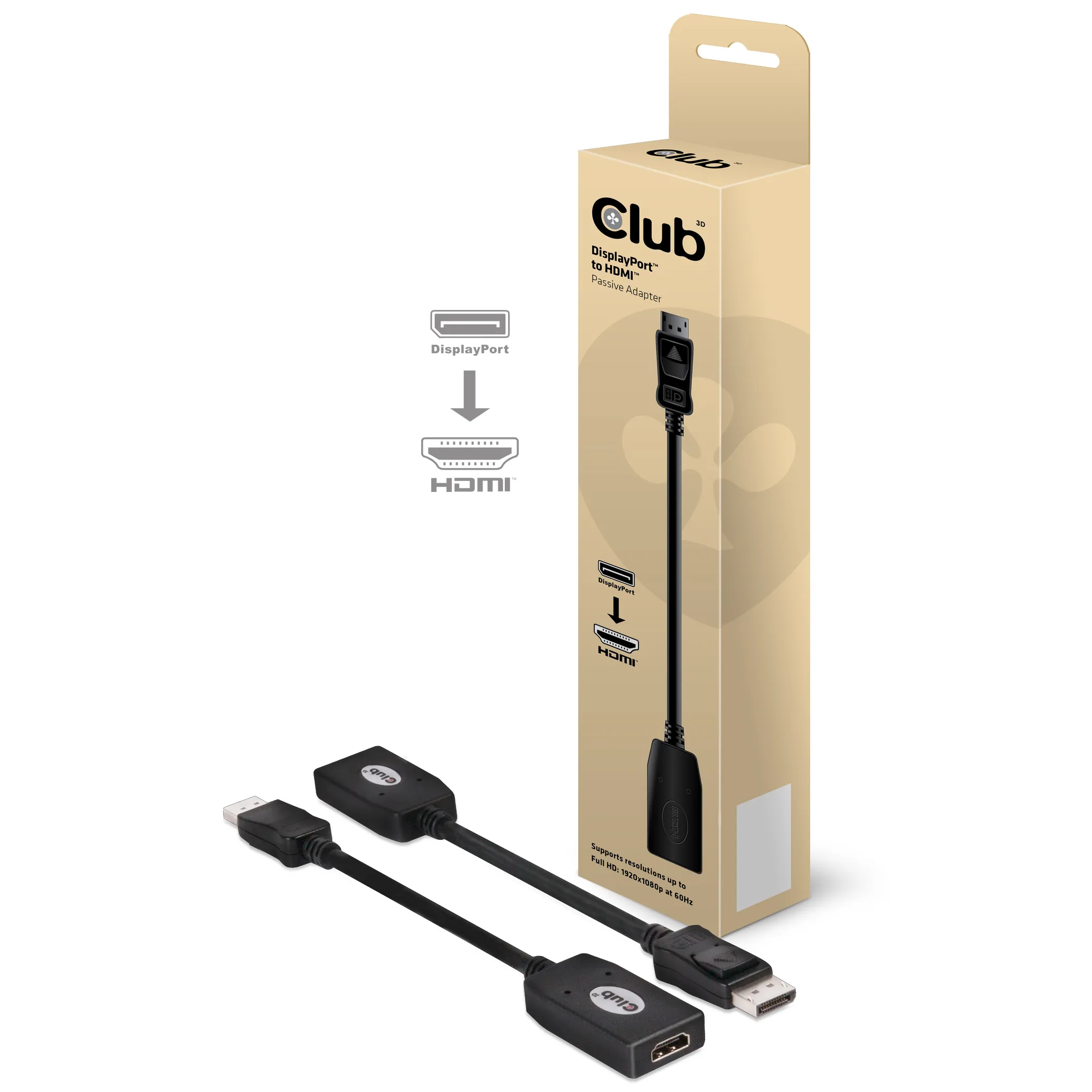 Club 3D  DisplayPort – HDMI - adapter, Black