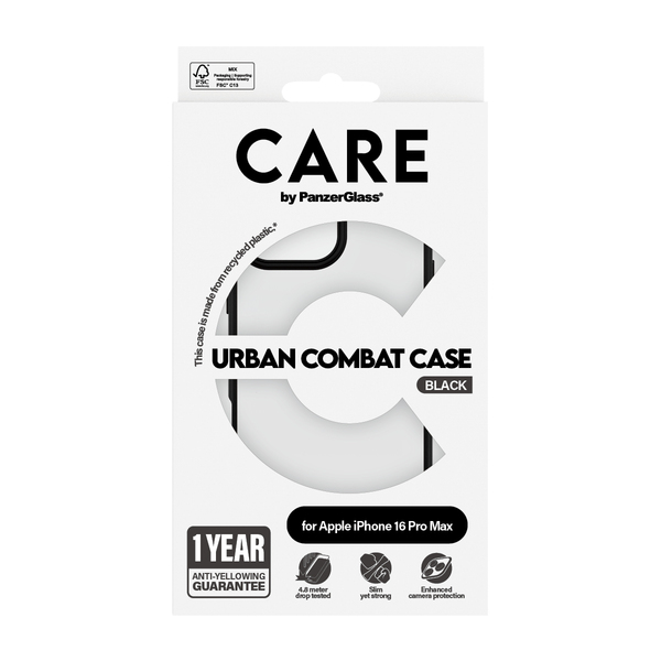 Care by PanzerGlass iPhone 16 Pro Max Urban Combat Case, Black
