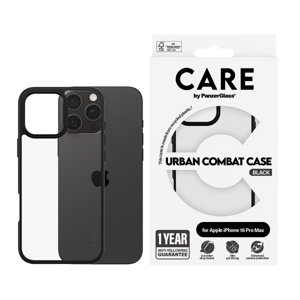 Care by PanzerGlass iPhone 16 Pro Max Urban Combat Case, Black