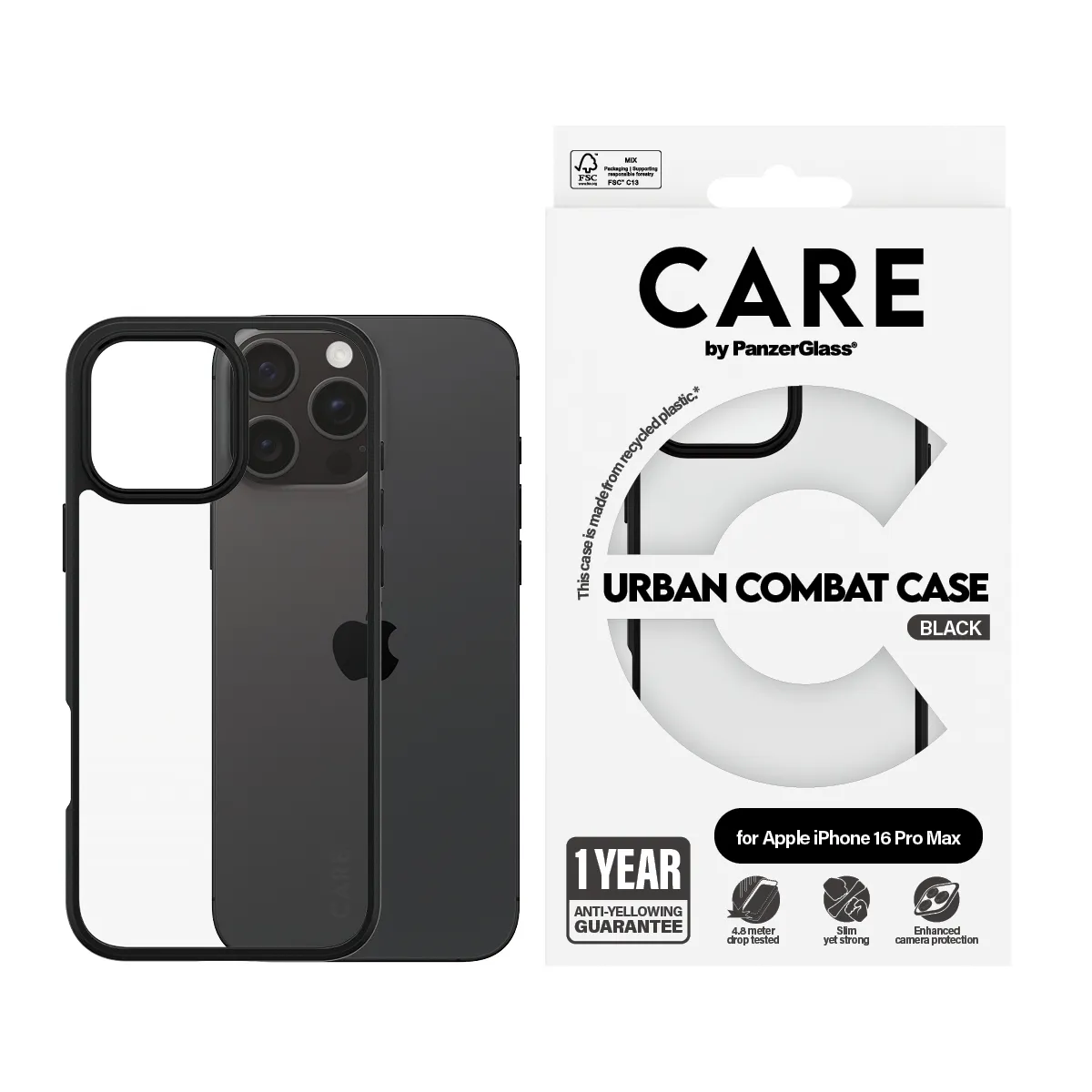Care by PanzerGlass iPhone 16 Pro Max Urban Combat skal, Svart