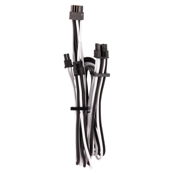 Cors. Split PCIe Cable Gen 4 Indiv. Sleeved, Type 4, WT/BK